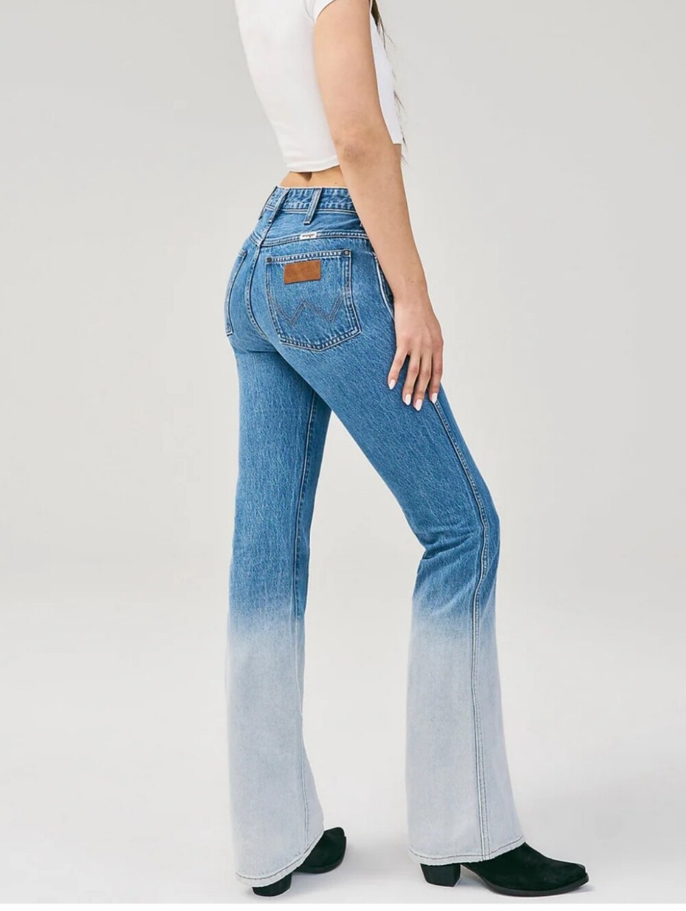 Wrangler Dip Dye High-Rise Two-Tone Flare Jeans